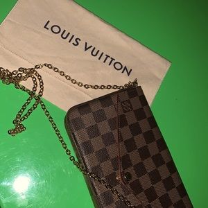 Authentic Louis Vuitton POCHETTE FELICE DAMIER EBENE FULL SET